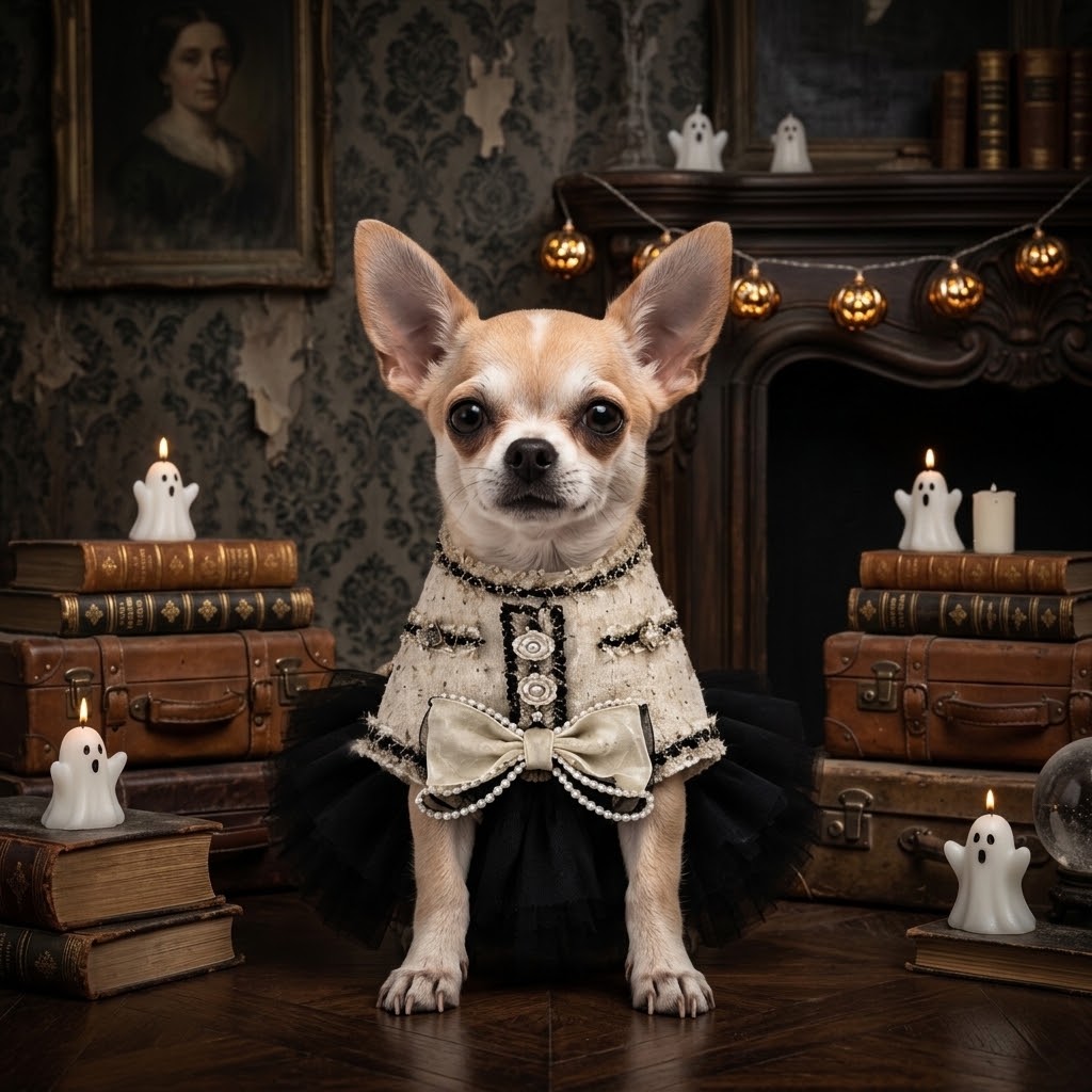 Elegant Black & Cream Dog Dress – Luxury Tulle Skirt for Special Occasions
